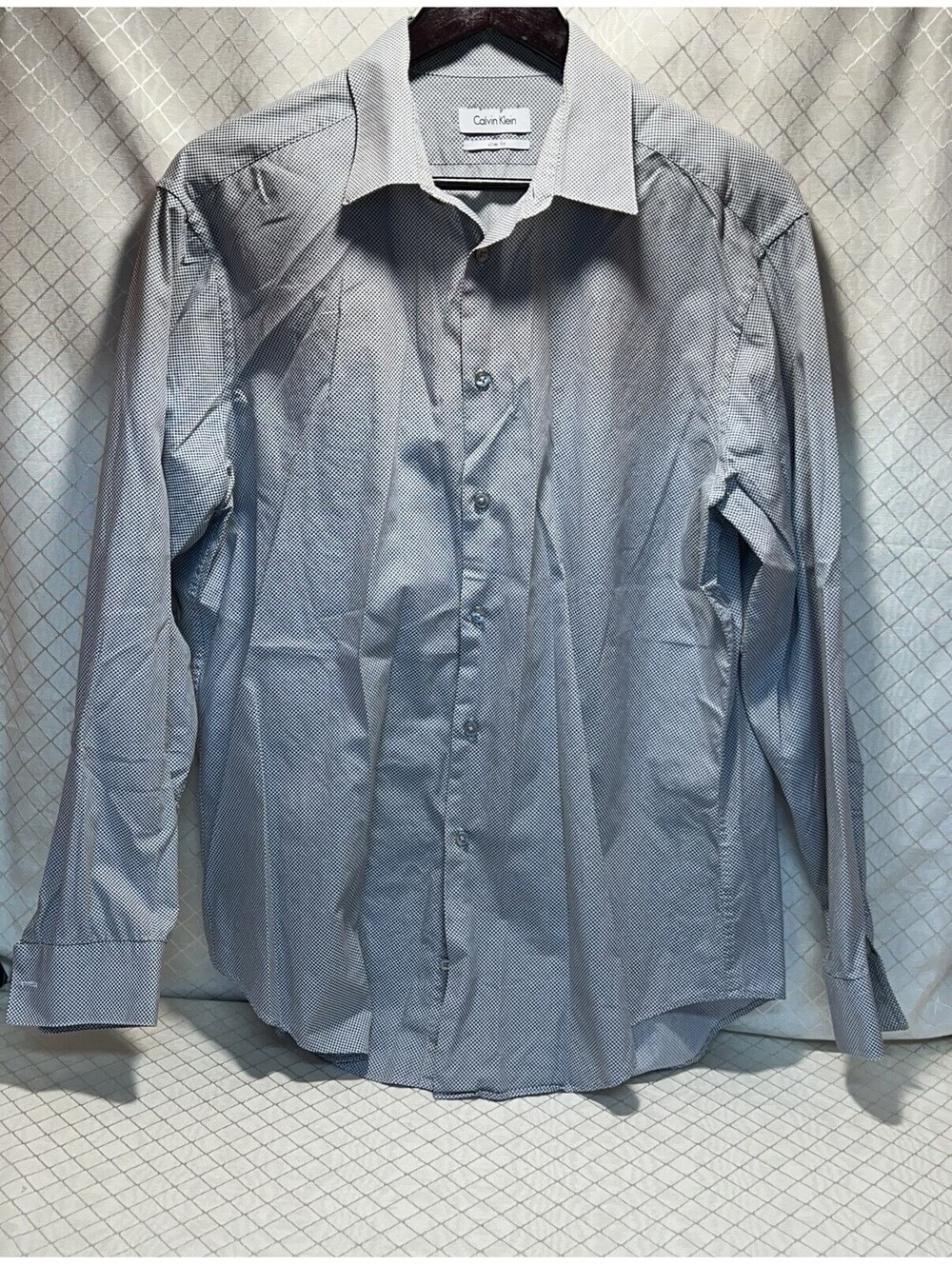 Calvin Klein Slim Fit Black Dot Pattern Long Sleeve L 32/33